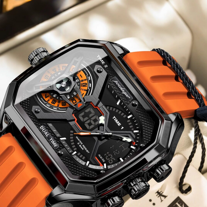 Dual Display Luminous Waterproof Mens Watch