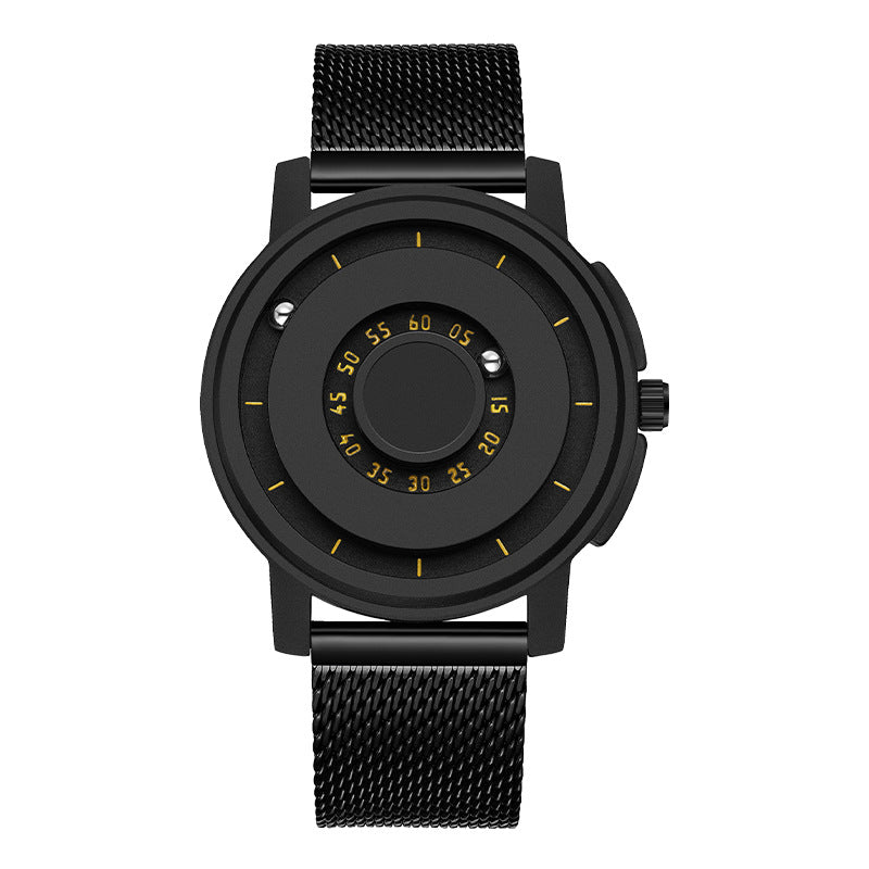 Men's watch with steel strap and magnetic levitation function