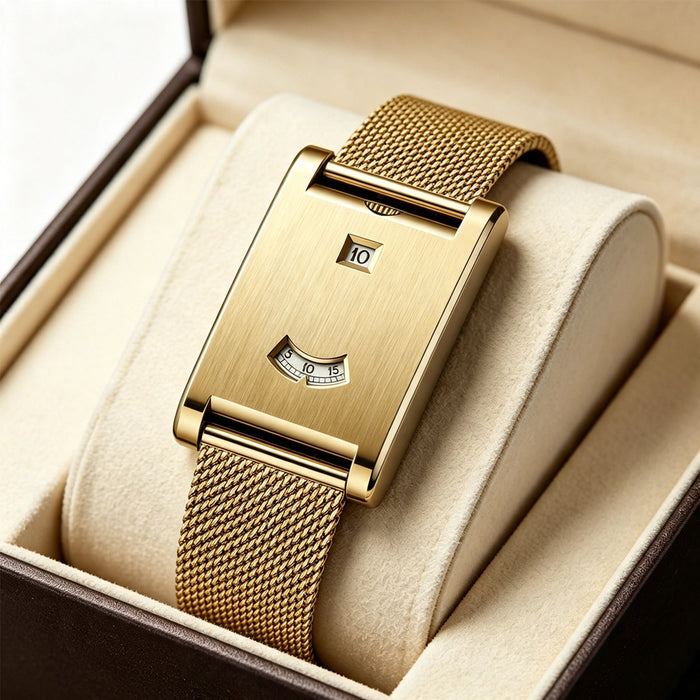 Square Digital Leather Strap Watch