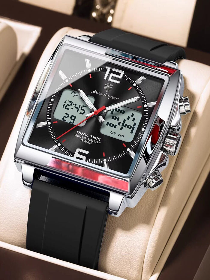 Men's Dual Display Electronic Watch with Luminous Feature